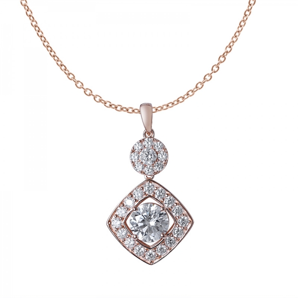 18K Rose Gold Plated over sterling silver Cubic zirconia 2.0Ct pendant 