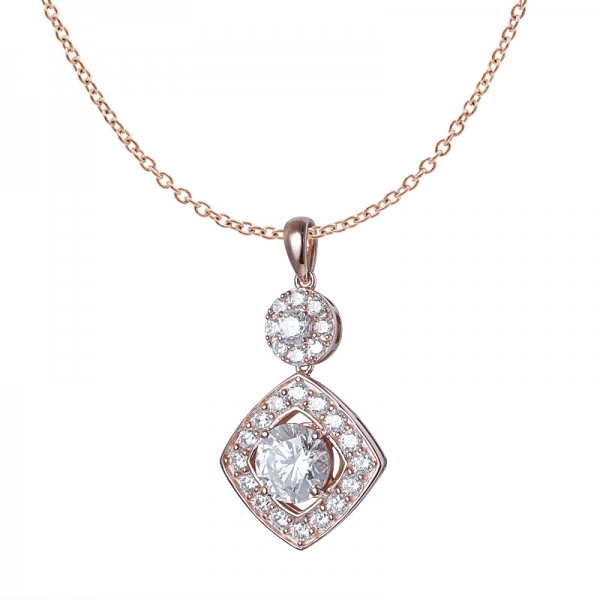 18K Rose Gold Plated over sterling silver Cubic zirconia 2.0Ct pendant 