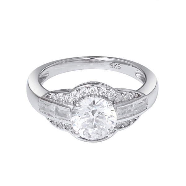 1.2ct White Round AAAAA Cz Rhodium Over 925 Sterling Silver Engagement ring 