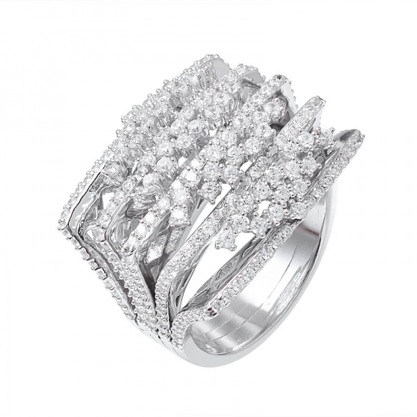 925 Sterling Silver mocha cz white gold plated cluster ring 