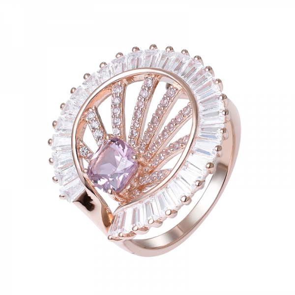 Pink Morganite Created Rose gold Over 925 Sterling Silver engagement ring 