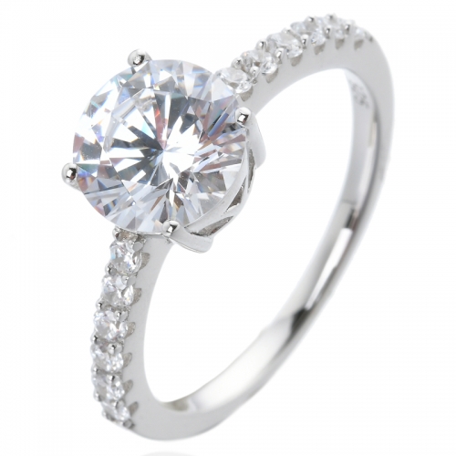 2.0ct round white cubic zirconia rhodium over sterling silver jewellery ladies ring