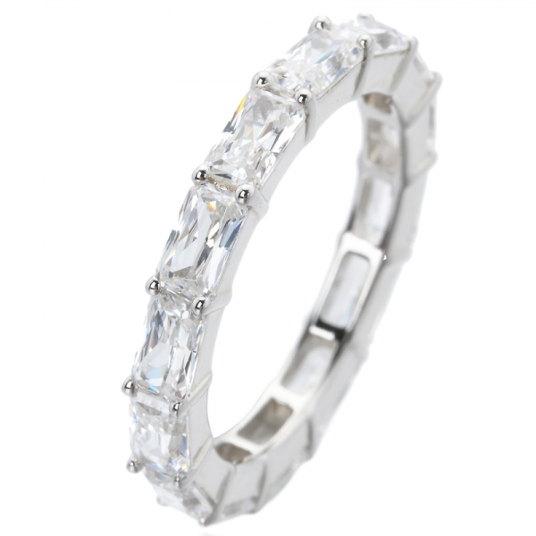 Princess cut white cubic zircoina rhodium over eternity ring 