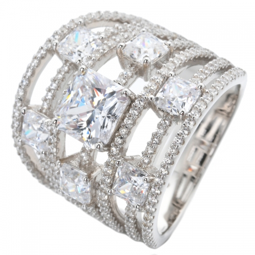 925 Silver princess Cut Wedding Rings