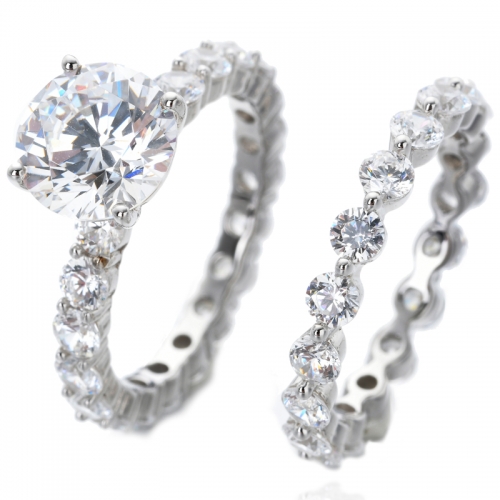 925 Silver round Cut Wedding Rings
