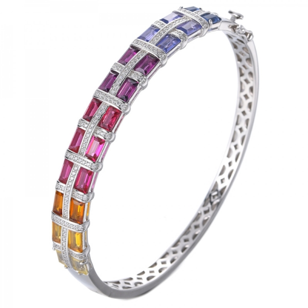 Multicolor Synthetic Sapphire Rainbow Bangle Jewelry 