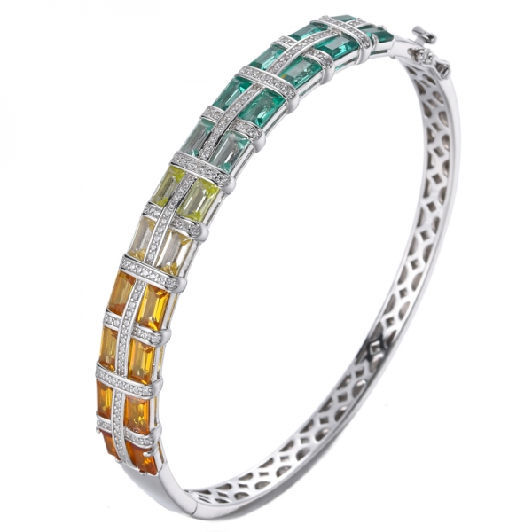 Multicolor Synthetic Sapphire Rainbow Bangle Jewelry 