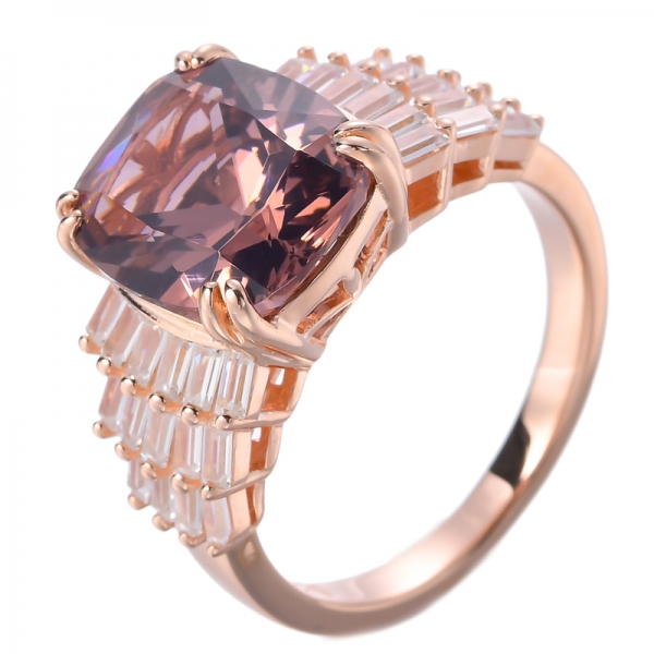 Rose Gold Oval Pink Morganite Cushion Wedding Engagement Ring 