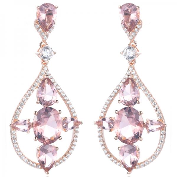 925 Morganite Nano Rose Gold Plating Over Sterling Silver Earrings 