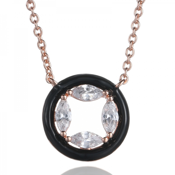 925 Enamel Rose Gold Plating Over Sterling Silver Necklace 