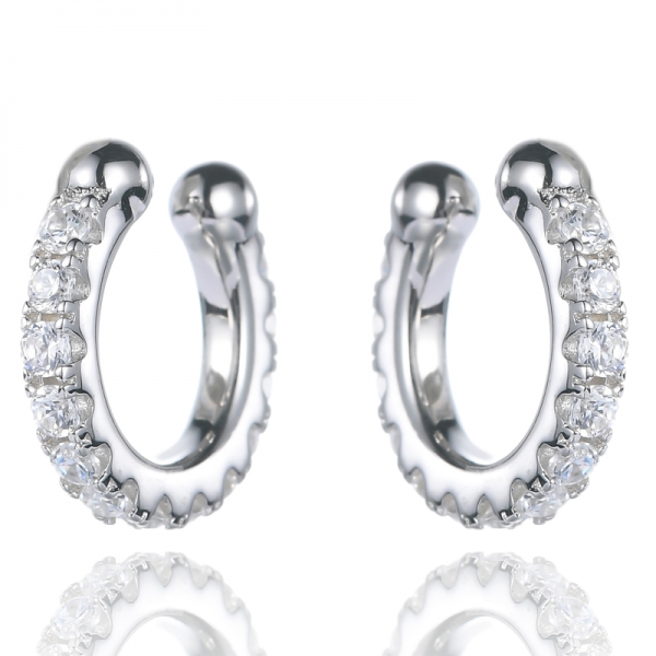 925 U Sahpe Rhodium Plating Over Sterling Silver Clip Earrings 