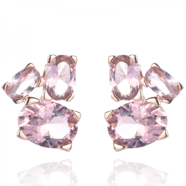 925 Oval Emerald Gold Plating Over Sterling Silver Stud Earrings 