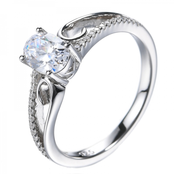 Classic Simulated Oval Cut CZ Diamond Engagement Ring 
