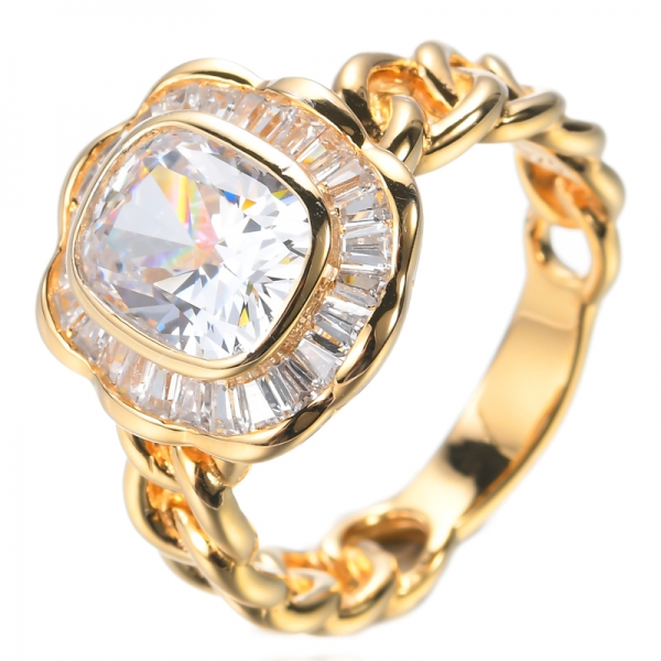925 Cushion Champagne Center Rose Gold Plating Silver Ring 