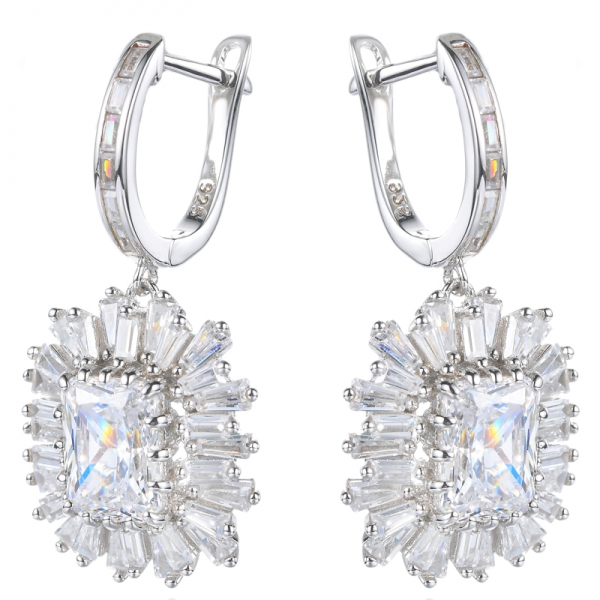 925 Lab-Created Morganite And White Cubic Zirconia Rose Gold Plating Silver Earrings 