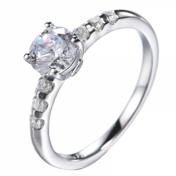 925 Sterling Silver Lab Grown Diamond Engagement Ring 