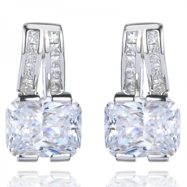 925 Rhodium Sterling Silver Earrings With White Cubic Zirconia 