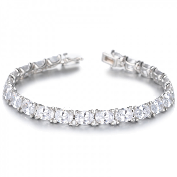 925 Multi-Color Cubic Zirconia Rhodium Plating Sterling Silver Bracelet 