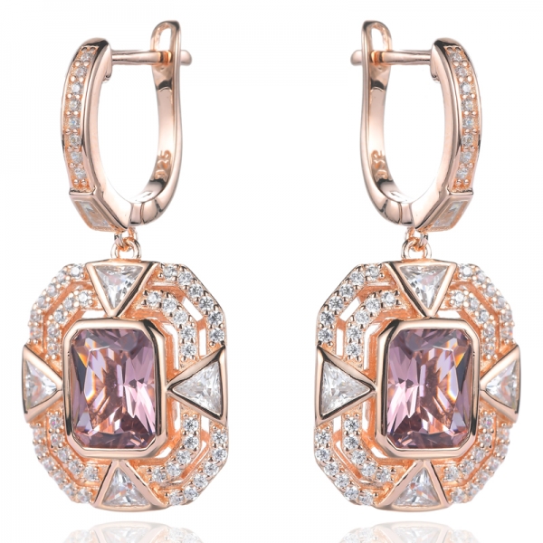 925 Emerald Green And White Cubic Zirconia Rhodium Plating Silver Earrings 