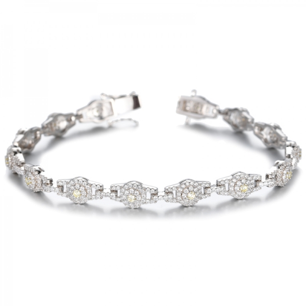 925 Pave White Cubic Zircon Rhodium Plating Silver Bracelet 