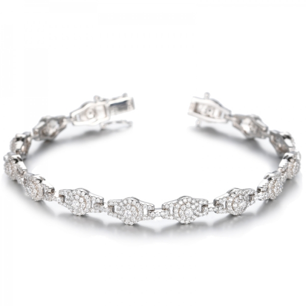 925 Pave White Cubic Zircon Rhodium Plating Silver Bracelet 