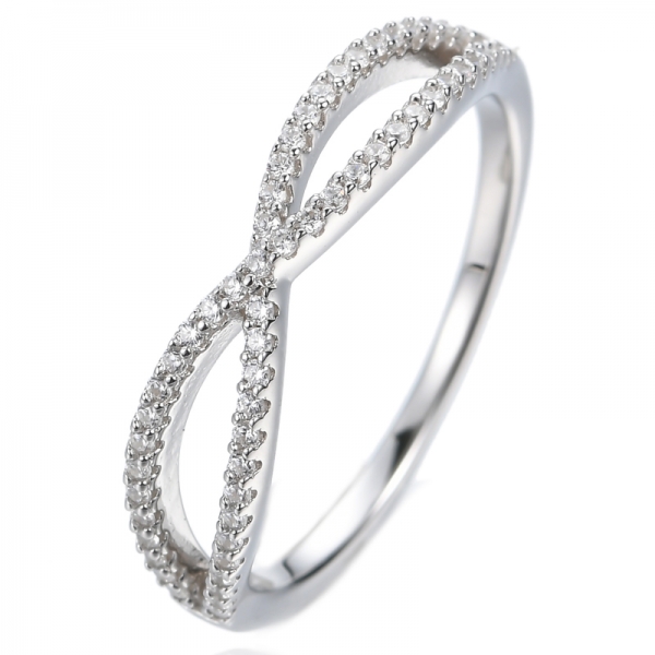 925 White Cubic Zirconia Rhodium Plating Silver Cross Band Ring 