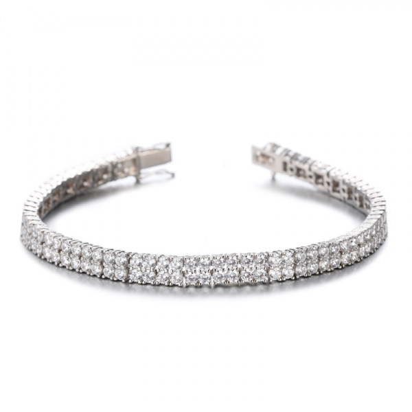 925 Round White Cubic Zirconia Rhodium Plating Silver Bracelet 