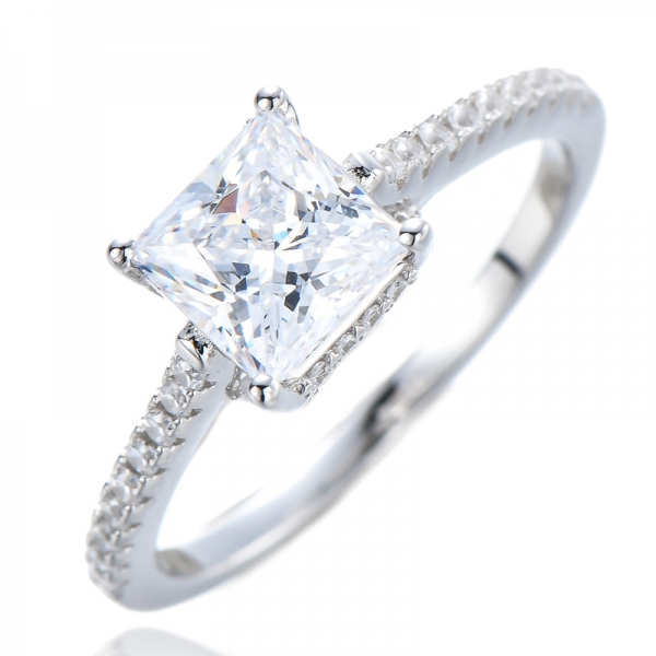 Princess Cut Solitaire Engagement Ring made with AAA White Brilliance Zirconia 