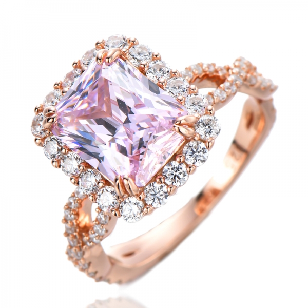 4.0CTW Pink Diamond And White Cubic Zirconia 18k Rose Gold Over Sterling Silver wedding Ring 