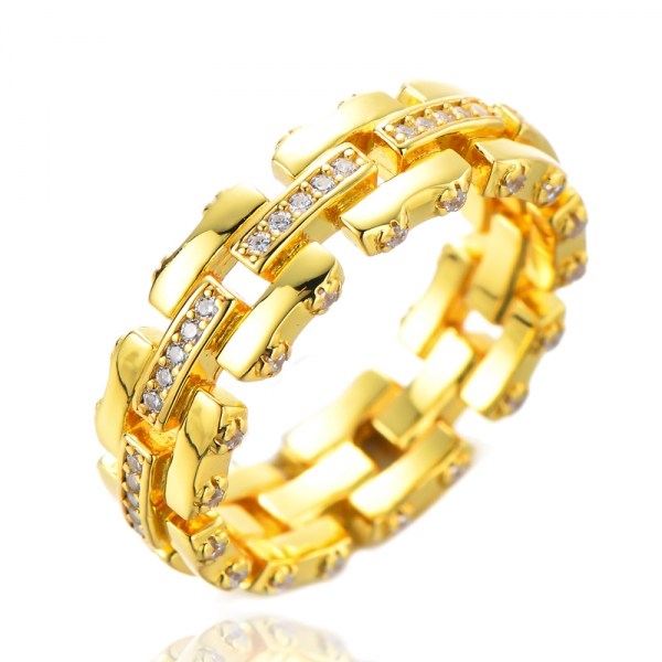 Yellow Gold Round White Diamond Ladies Vintage Wedding Eternity Ring 