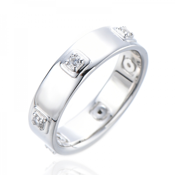 925 Sterling Silver White Crystal Wedding Band Eternity Ring 