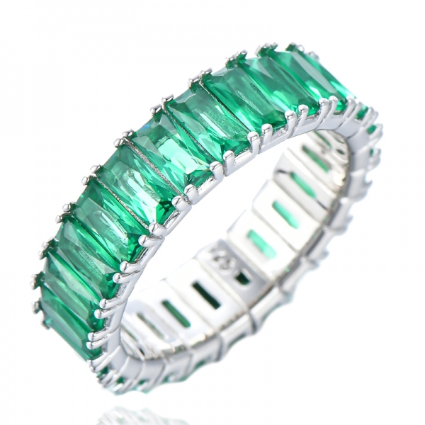 925 Sterling Silver Green Emerald CZ Cubic Zirconia Engagement Wedding Ring 