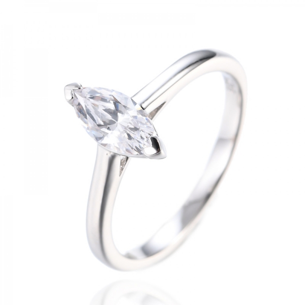 925 Sterling Silver Marquise Cut White Cubic Zirconia Engagement Ring 