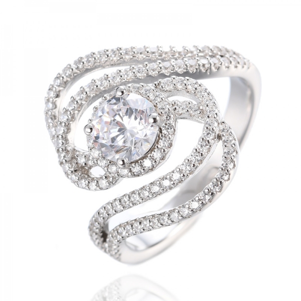 Colorless Cubic Zirconia Sterling Silver Engagement Ring Set for Women 