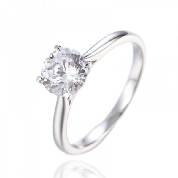 Wholesale 925 Silver Round CZ Bridal Engagement Ring 