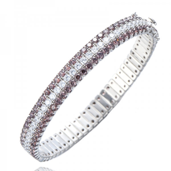 3 Line Rainbow color with Cubic Zirconia Stone Bangle for Women 