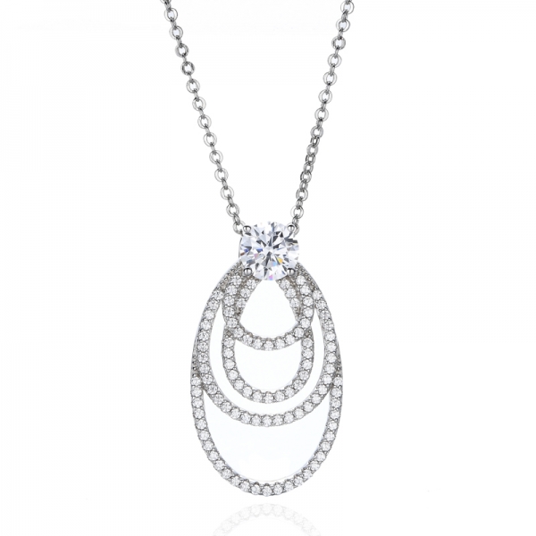 925 White Cubic Zircon Rhodium Silver Pendant 