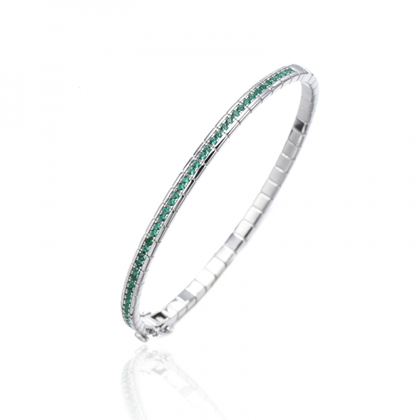 925 Round Blue Nano Rhodium Silver Bangle 