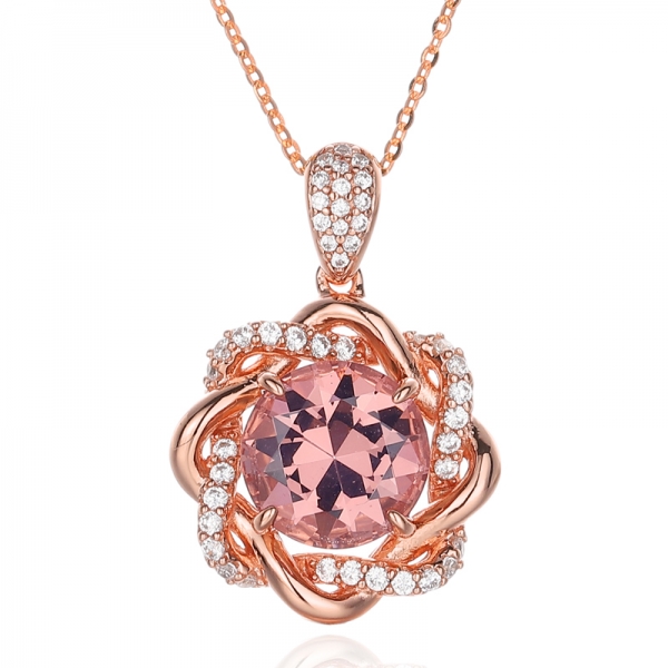 925 Round White Cubic Zircon Rhodium Silver Pendant 