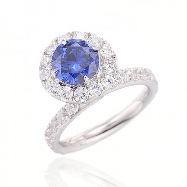 925 Round Morganite Nano And White Cubic Zircon Silver Ring With Rose Gold Plating 