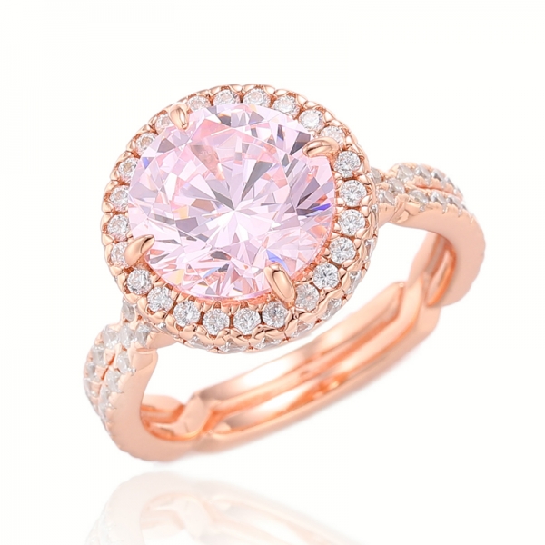 Round Diamond Yellow And White Cubic Zircon Rhodium Silver Ring 