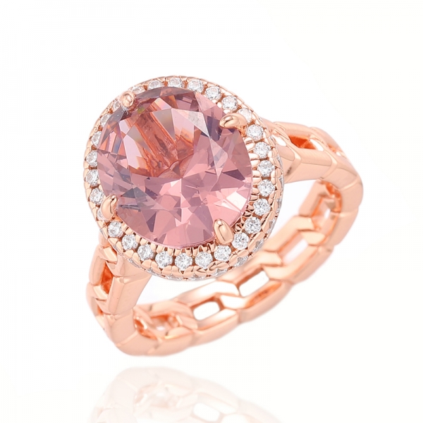 Oval Shape White And Ruond White Cubic Zircon Silver Ring With Gold Plating 