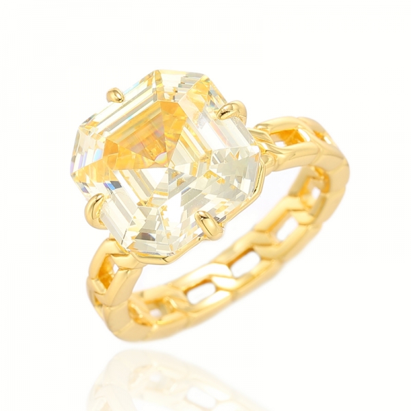 925 Asscher Pink Cubic Zircon Rhodium Silver Ring 