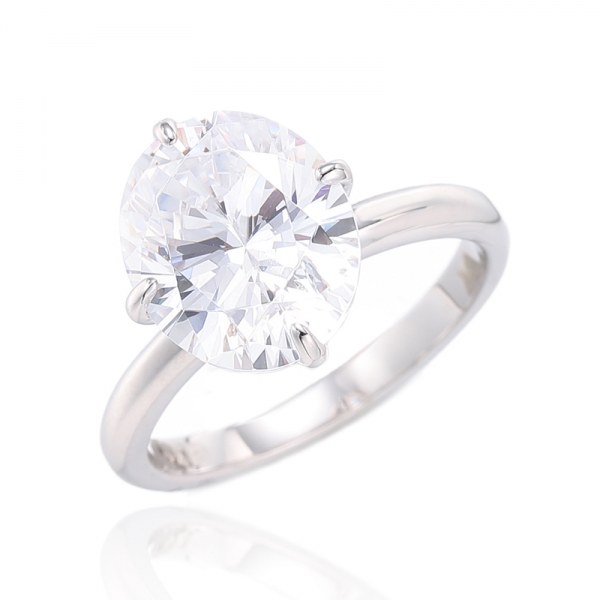 Oval Shape Diamond Yellow Cubic Zircon Silver Ring With Gold Plating 