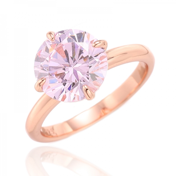 925 Round White Cubic Zircon Rhodium Plating Silver Ring 