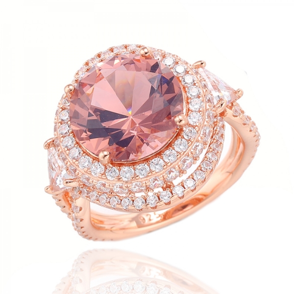 Round Tanzanite And White Cubic Zircon Rhodium Plating Silver Ring 