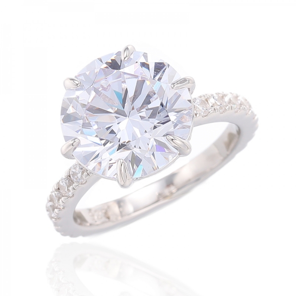 925 Round Diamond Pink And White Cubic Zircon Rhodium Plating Silver Ring 