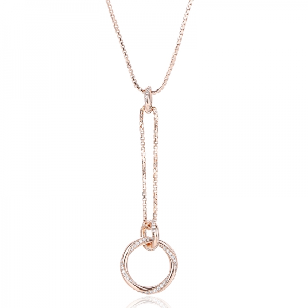 Round White Cubic Zircon Silver Pendant With Glod Plating 