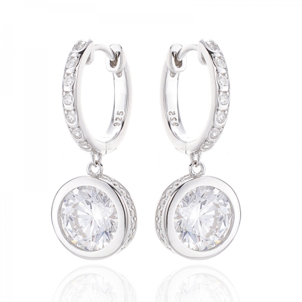 925 Round Morganite Nano And White Cubic Zircon Silver Earring With Rose Glod Plating 