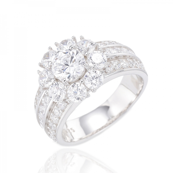Square And Round Morganite Nano Silver Ring With Rose Gold Plating 